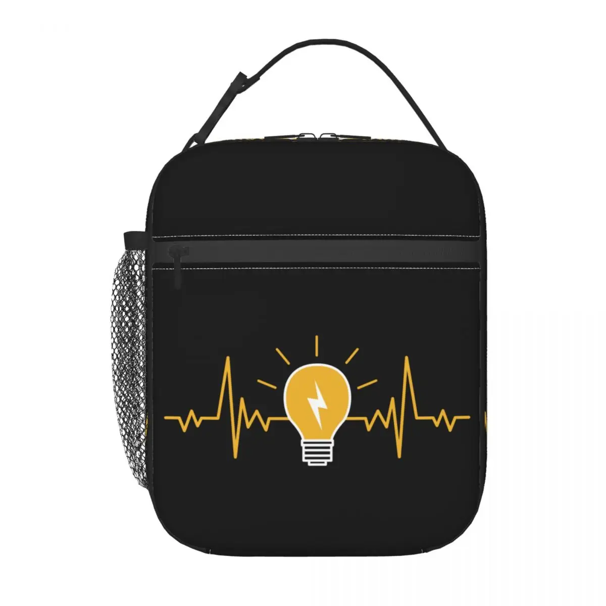 Custom Electrician Heartbeat Light Bulb Lunch Bag Men Women Thermal Cooler Insulated Lunch Box for Adult Office