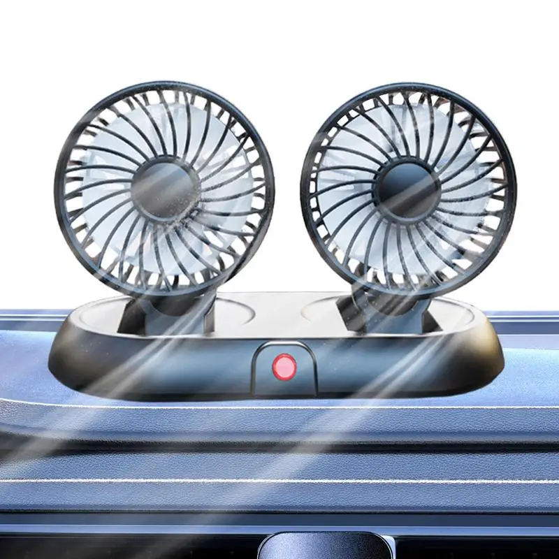 

Fan For Car Vehicle Dashboard Cooler With Double Head Double-Head Powerful Auto Fan Low Noise 3 Speeds For Vehicle Dashboard