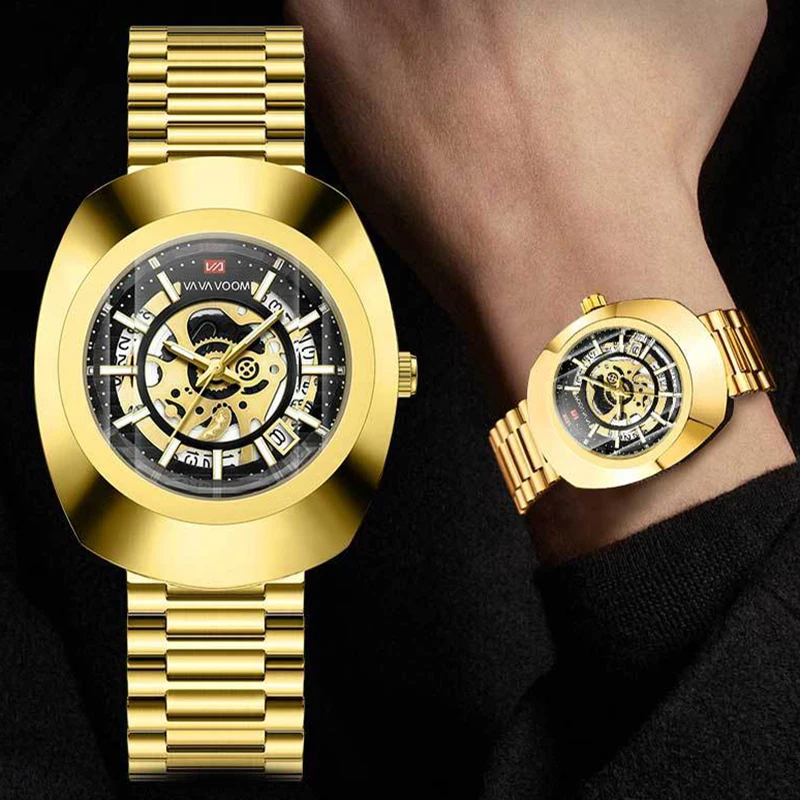 Top Brand Luxury Gold Men Wrist Watches Male Clock Golden Business Men Watches Quartz Fashion Waterproof Wristwatches