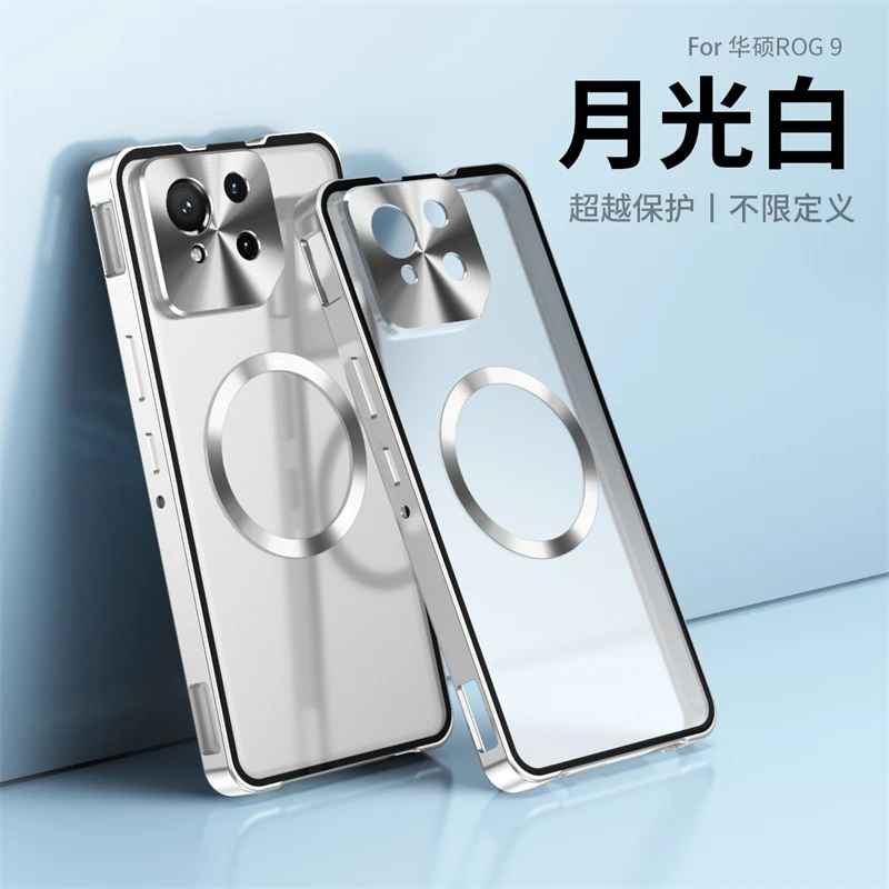 Capa magnética para asus rog phone 9 pro, capa de liga de alumínio com estrutura de metal para rog 9 fe 9pro phone9pro, concha transparente fosca
