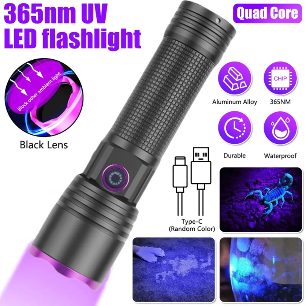 Powerful 365nm UV Flashlight Fluorescent Antigen Reagent Detection Lamp UV Black Mirror Woodruff  Special Identification