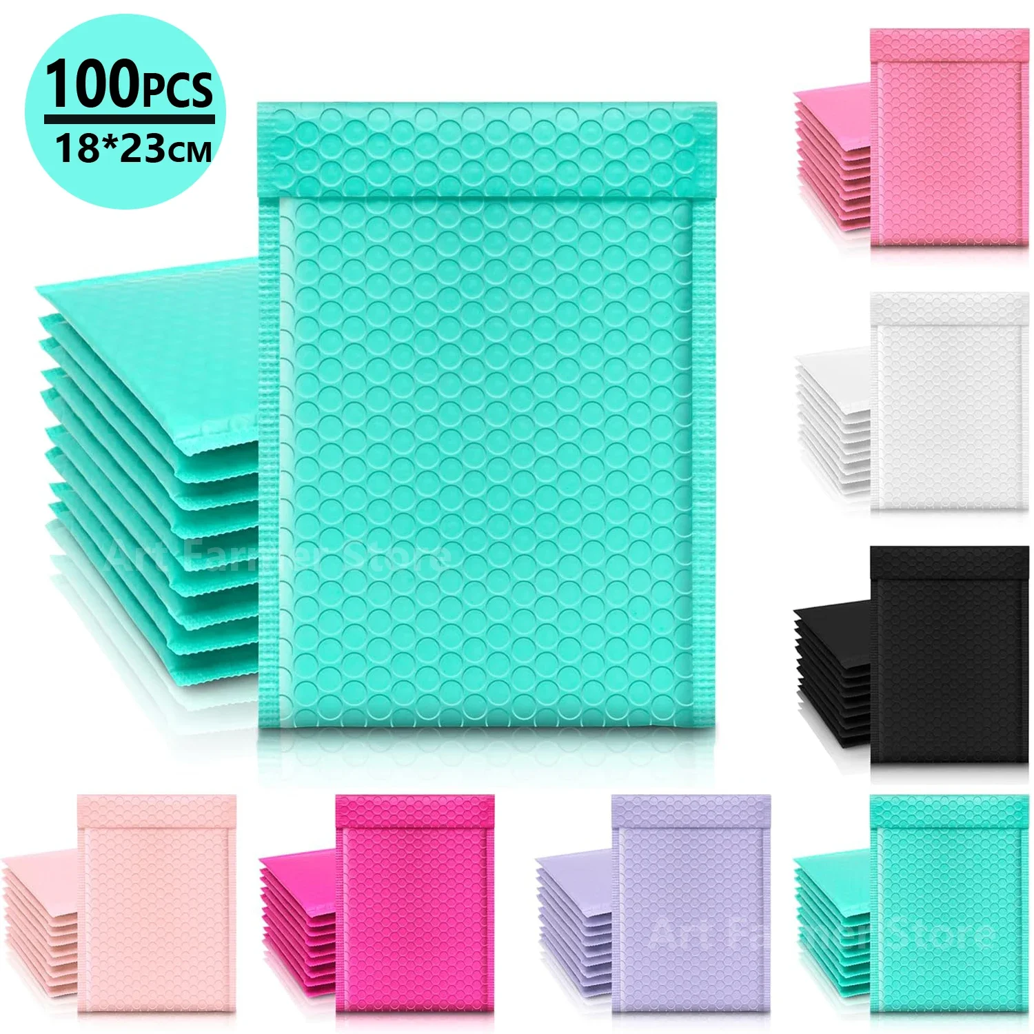 100 Pcs Bubble Mailer 18*23cm Small Business Supplies Plastic Bags Delivery Bag Packaging Kpop Packing Mailing Shipping Office