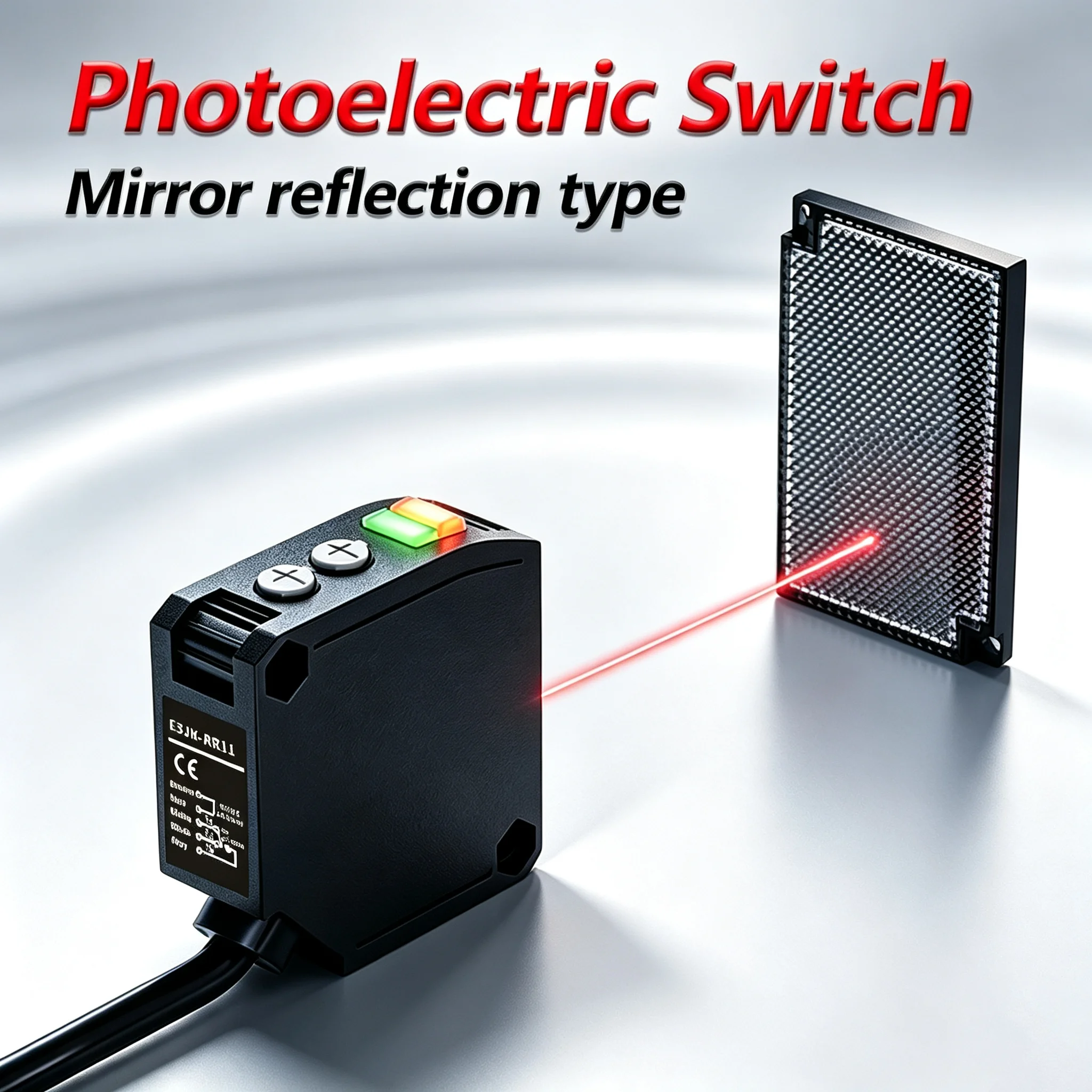Photoelectric Sensor E3JK-RR12 Retro-reflective 24-240V DC/AC Universal Relay Output Square Optical Photoelectric Switch RR11