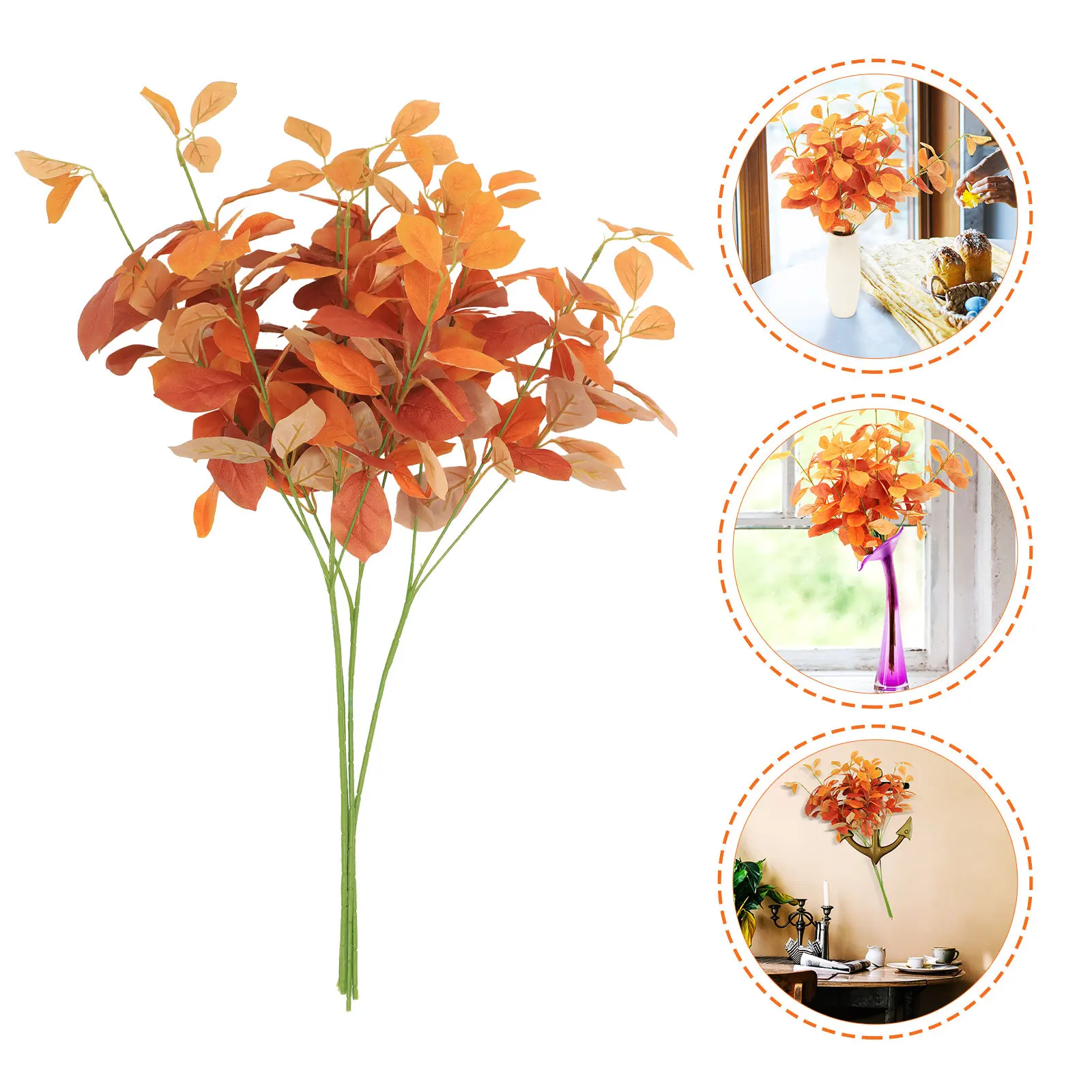 

4Pcs Artificial Leaves Stems Simulation Greenery Branch Vase Plant Pick Filler Decorative Home Office Flower Arrangement