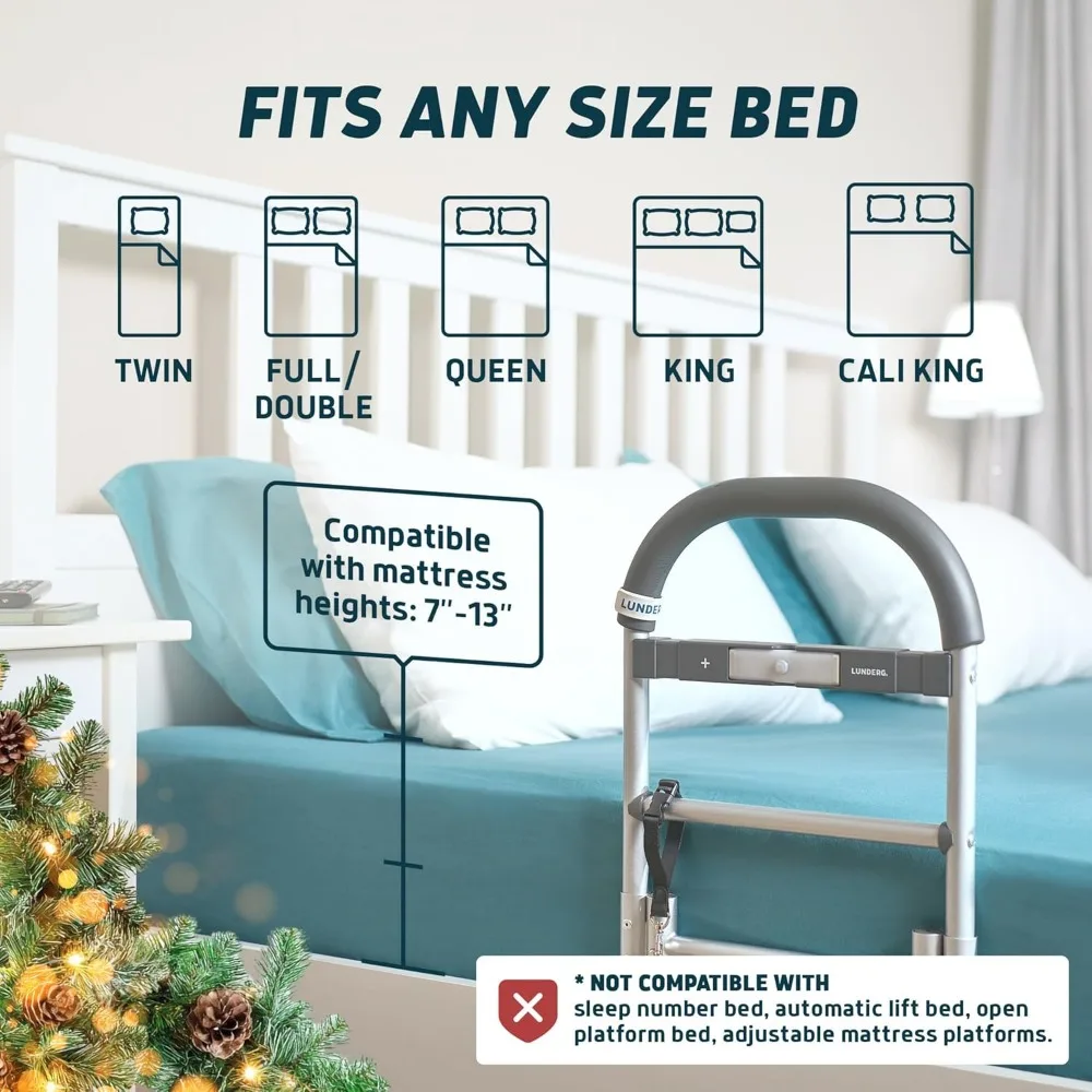 高齢者向けモーションセンサー付きベッドレール - 簡単設置、滑り止めグリップ、自立と安全をサポート