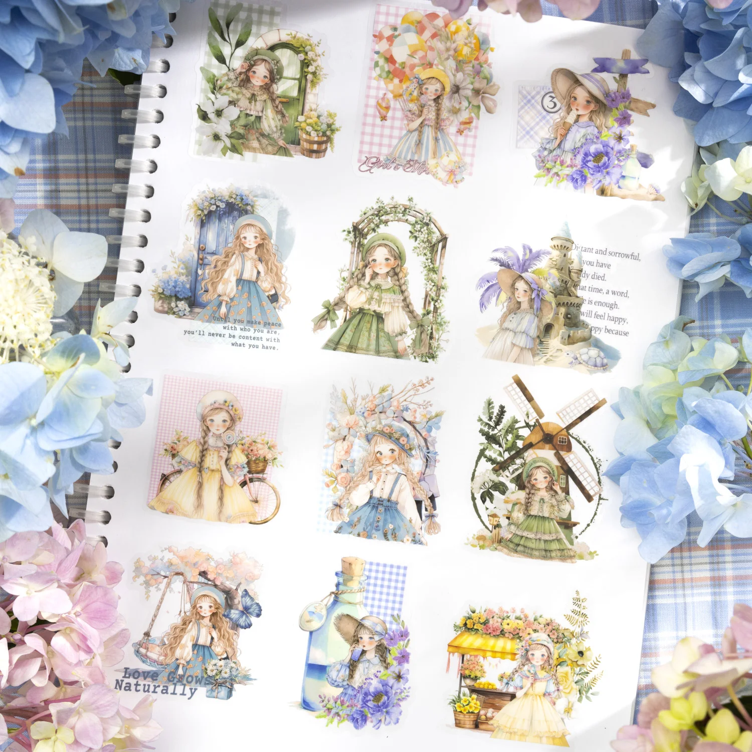 4 Style 20pcs/book Girl-themed Sticker Book Early Summer Sweetheart Series Dual-material Film Handbook DIY Decorative Foundation