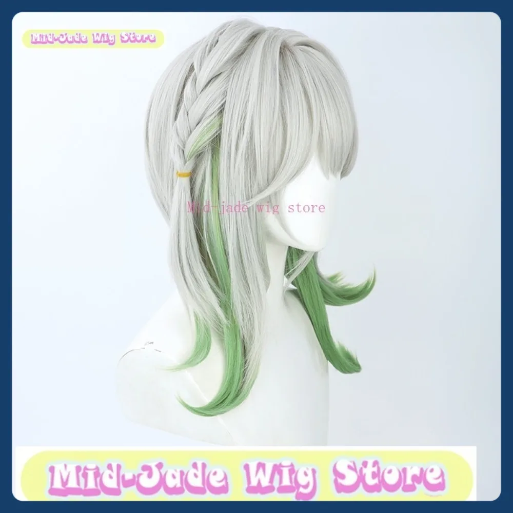 Mid-jade Wig Store Genshin Impact Nahida Cosplay Wig Anime Game Role-playing Synthetic Hair Halloween Party Costumes Props