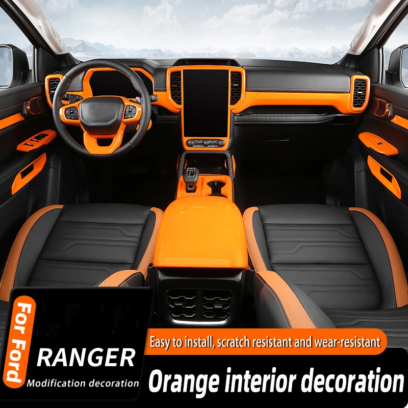 

For Ford Ranger 2023-2024 Car Interior Central Control Gear Shift Panel Decoration steering wheels Cover Stickers Accessories