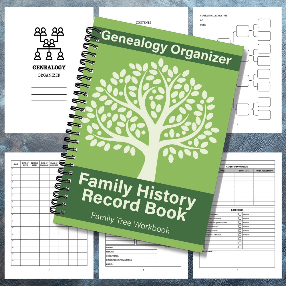 1PC Genealogy Organizer & Family Tree Book, Ancestry Research Journal, Perfect Gift for Parents, Grandparents, Genealogy Enthusi