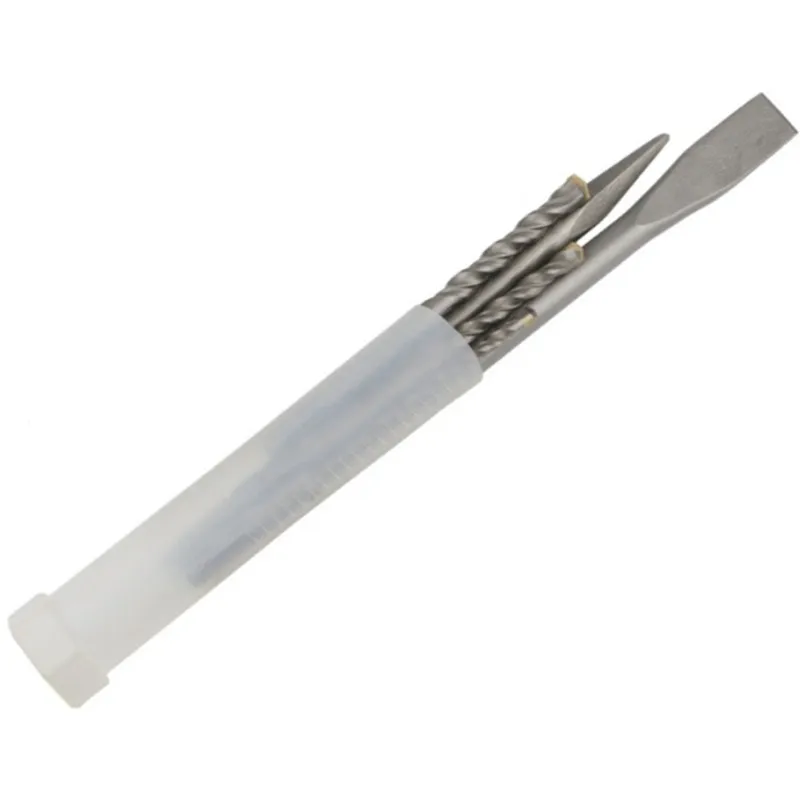 

AAAN-Concrete Wall Drilling Set- 5PC Round Handle Flat Point Chisel Drill Bits For Electric Hammer& Impact Drill