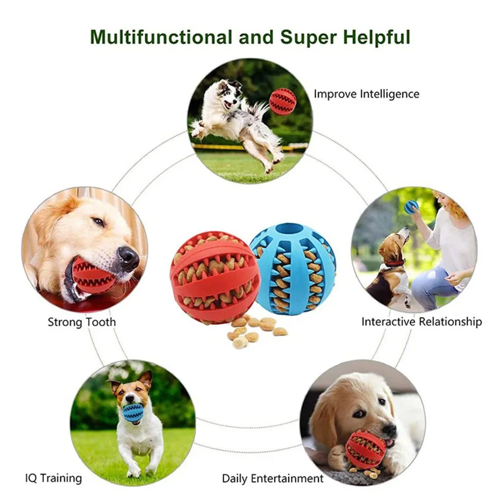 Dog Food Ball Pet Dog Toy Interactive Rubber Balls for Small Large Dogs Puppy Cat Chewing Toys Pet Tooth Cleaning Snack Ball view 4