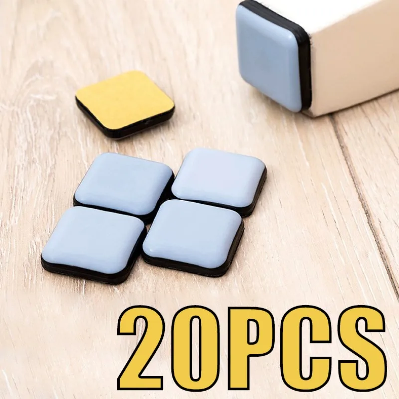 20PCS Feet Glider Sliding Pads Home Furniture Sliders Furniture Gliders PTFE Square Floor Mover Pads for Household Hardware