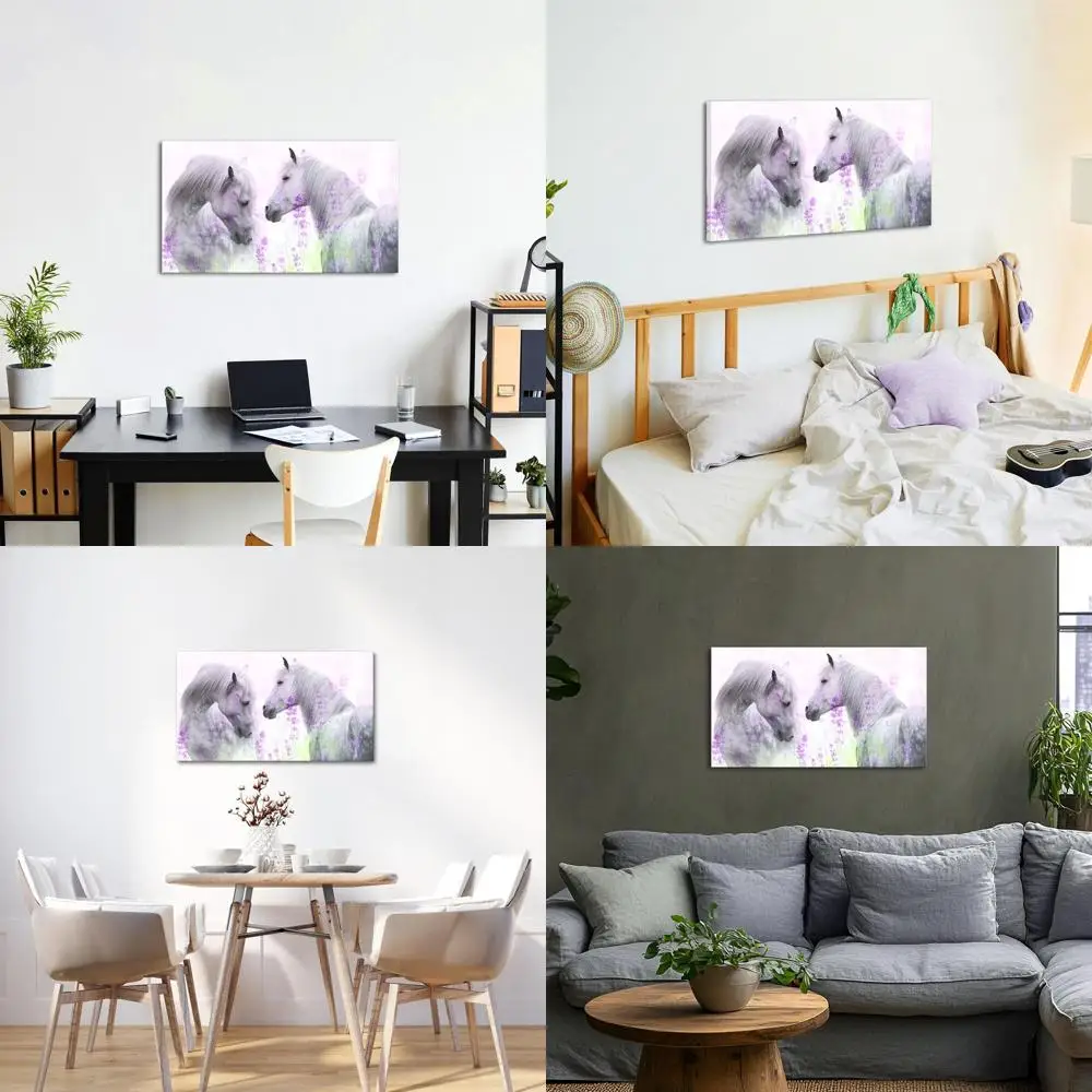 

Lavender Fochorlo Horse Art - Valentine Wall Decor for Living Room & Bedroom, 20x36 Wrapped Canvas