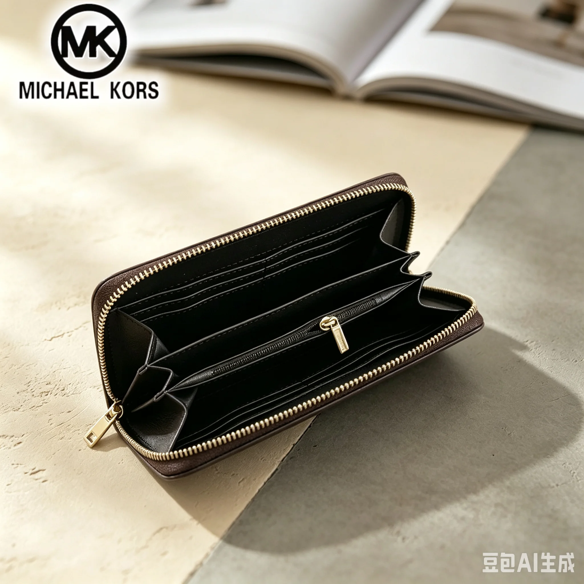 MICHAEL KORS Women's Casual Fashion Long Zipper Wallet MK Classic Letter Flower Wallet Multi functional Wallet Card Bag view 6