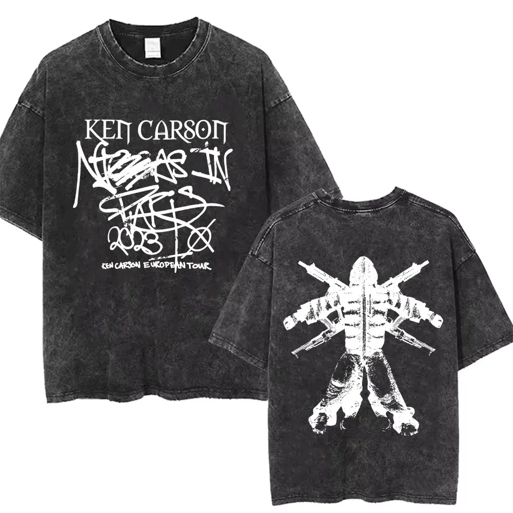 Washed Vintage Rapper Ken Carson A Great Chaos Album Tshirt Men Women Fashion Hip Hop T-shirts Male Casual Oversized T Shirts