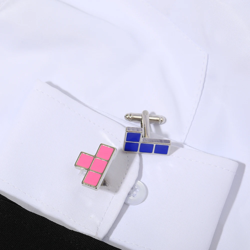 Wholesale New Mens Cufflinks Pink Enamel Game Cuff Links Blue Ricky Teewee Sleeve Button For Boys Shirt Suit Tuxedo Party Gift