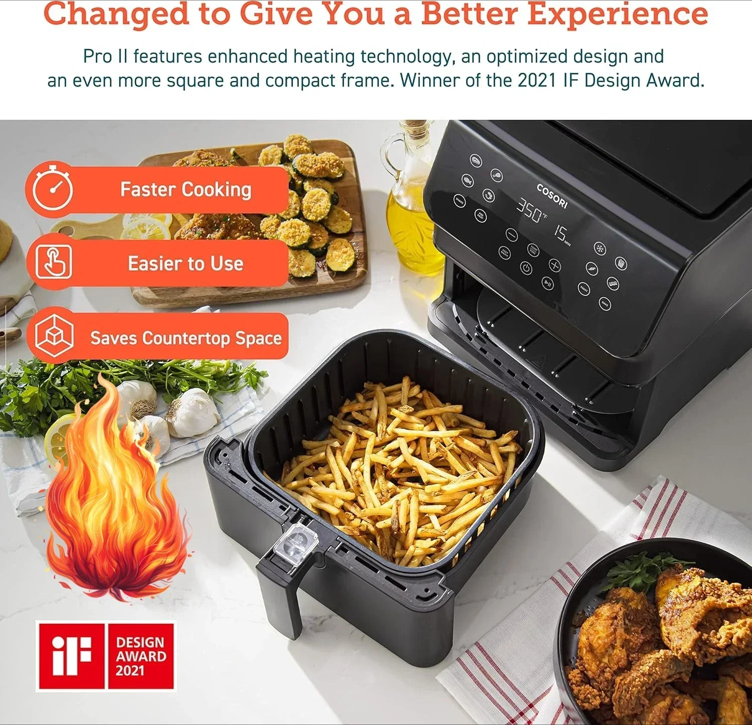

12-in-1 Air Fryer 5.8QT, Toast, Bake, Nutrition Facts for 100+ In-App Recipes, AdaptIQ Tech Fast Cook, for Main & Side Dishes