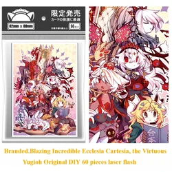 60PCS Yugioh Branded Cartesia Ecclesia the Virtuous Card Sleeves Yu-Gi-Oh! TCG OCG Trading Cards Shine Flash Protector Case