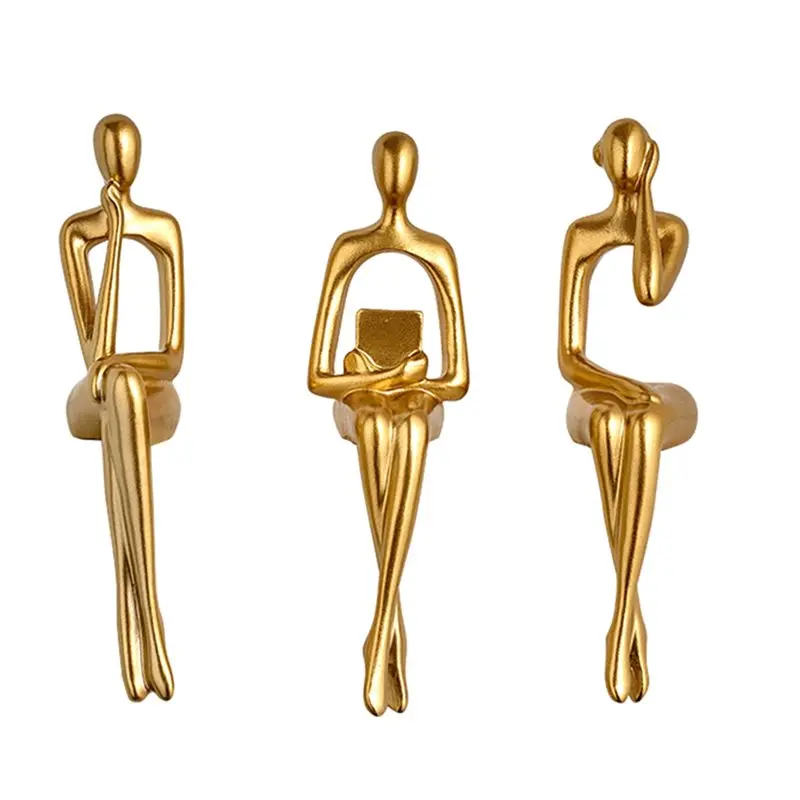 

BHBD-Полка для домашнего офиса, акценты, 3 шт., статуи мыслителей из смолы, декор, фигурки для книжной полки, абстрактные скульптуры для сидения