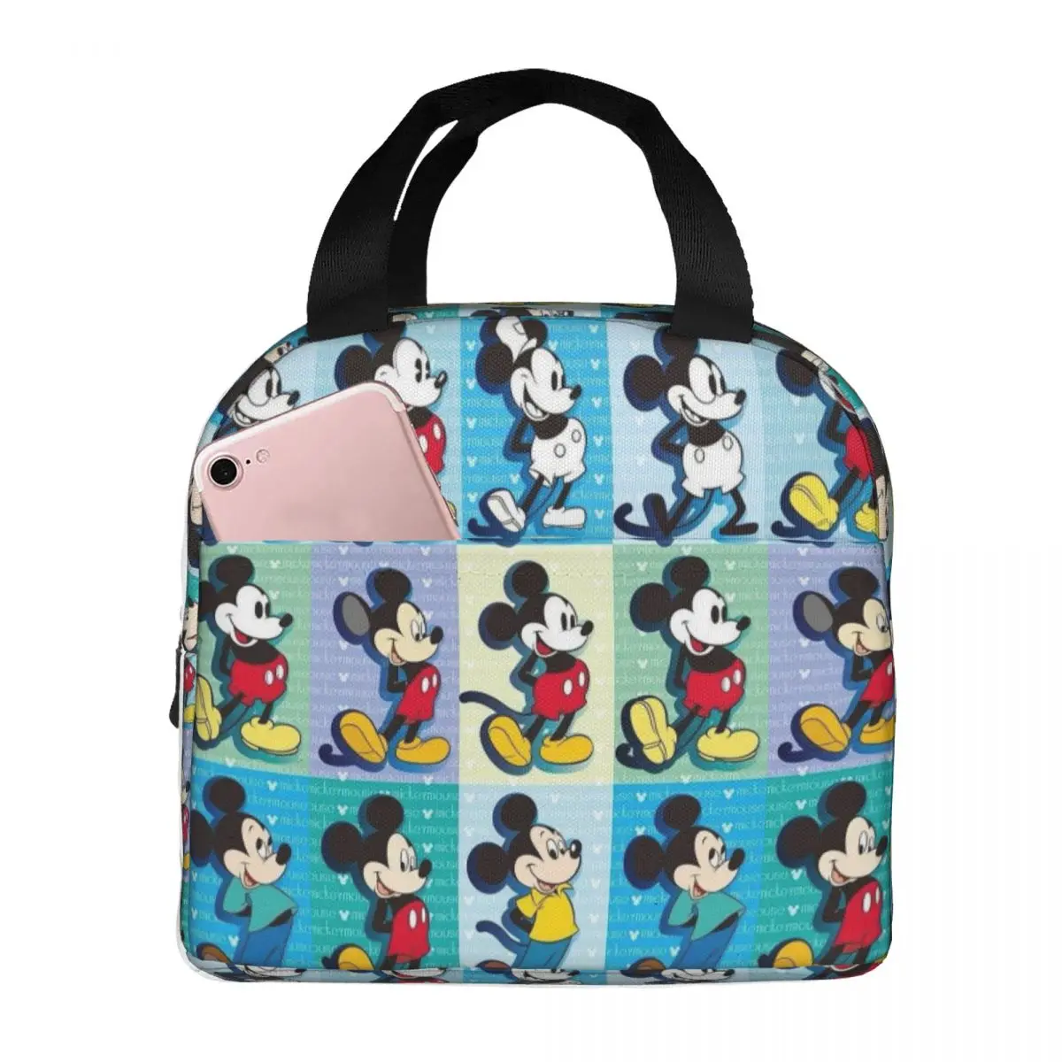 

Custom Mickey Mouse Manga Insulated Lunch Tote Bag for Women Cartoon Portable Cooler Thermal Bento Box Work School Travel