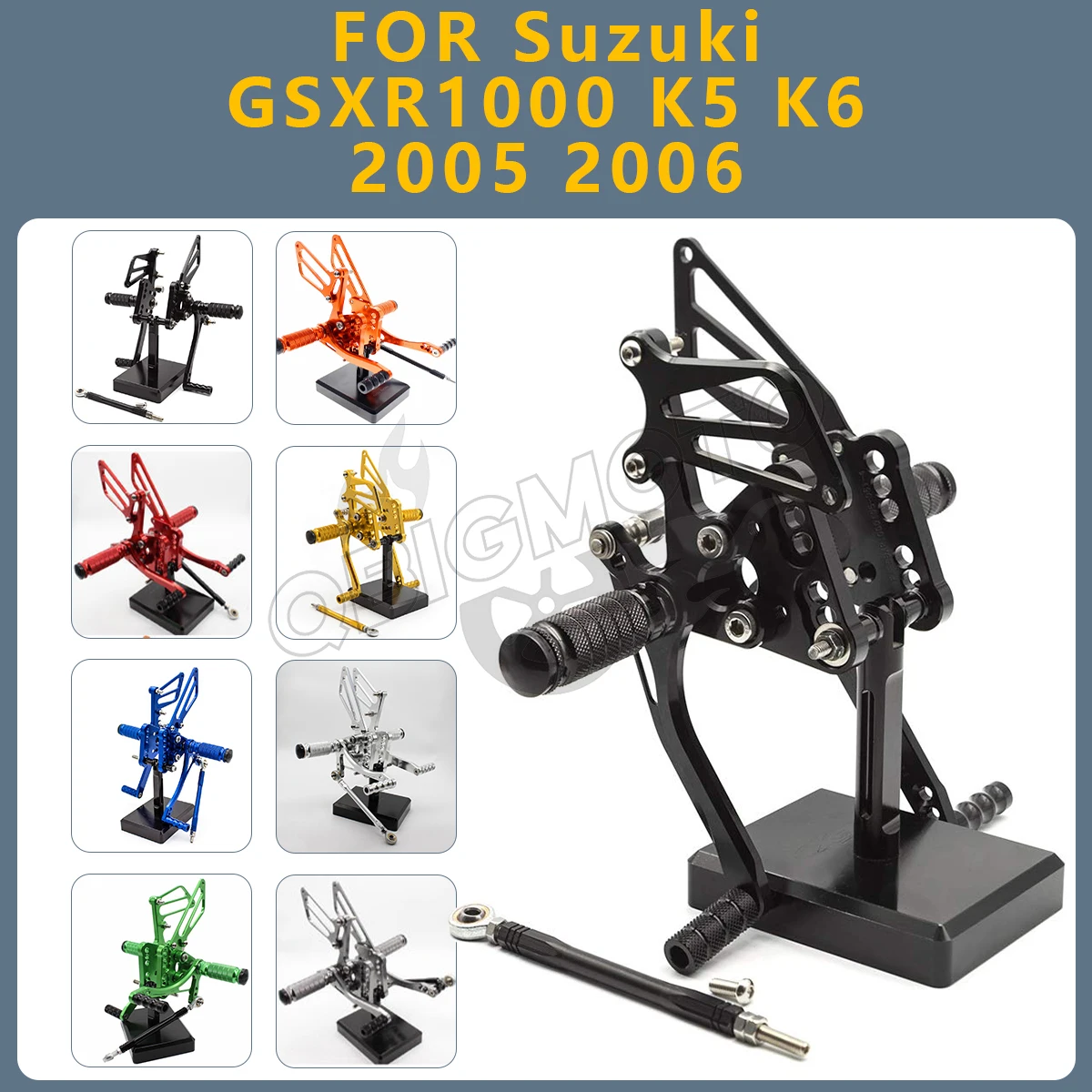 CNC Motorcycle Pedals Back Step Position Rearset Footrest Foot Pegs Adjustable Accessories For Suzuki GSXR1000 K5 K6 2005 2006