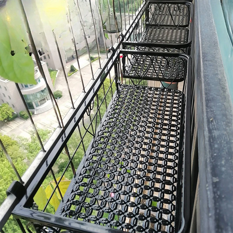 Balcony Flower Stand Wrought Iron Railing Multi-layer Hanging Flowers Pot Rack Wall Green Radish Succulent Plant Shelves