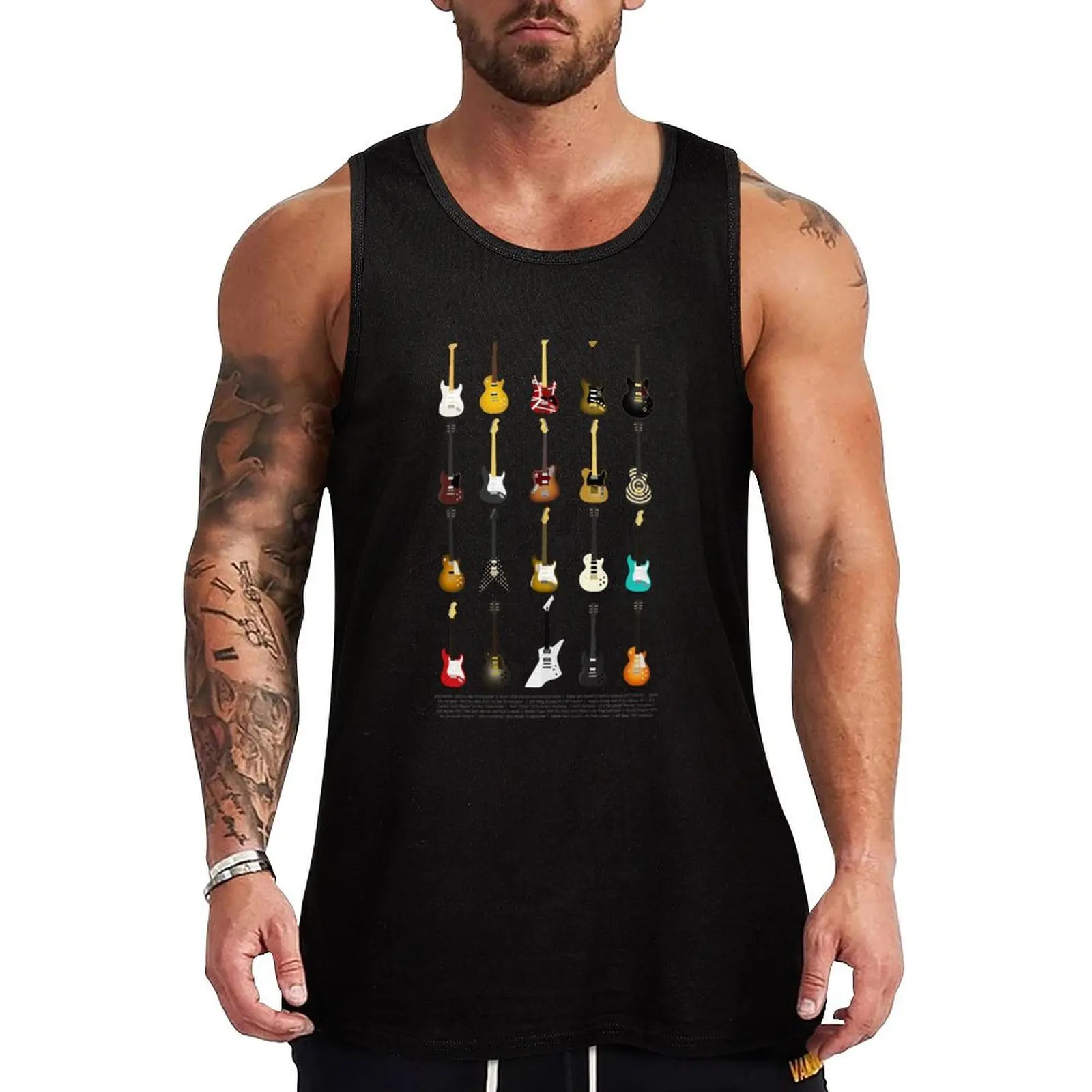 Guitar Collection (with Key) Tank Top Funny Graphic Tank Top Humor Print Sleeveless
