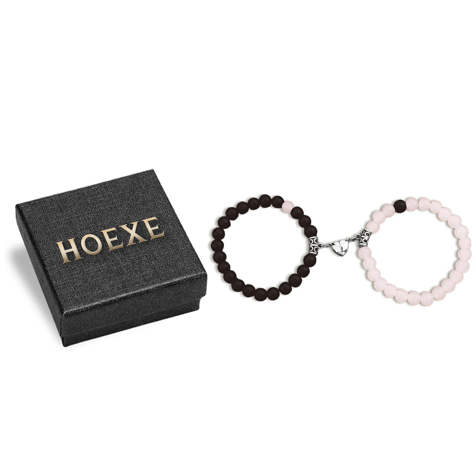 2PCS/Set Magnet Couple Bracelet Natural Stone Beads Friendship Paired Distance Heart Bracelets Fashion Jewelry Lovers Gift