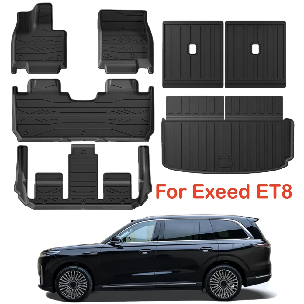 For Exeed ET8 2025 2026 Chery Fulwin T11 TPE 3D Floor Mats Trunk Mat Seat Back Mat LHD All-Weather Waterproof Car Mats