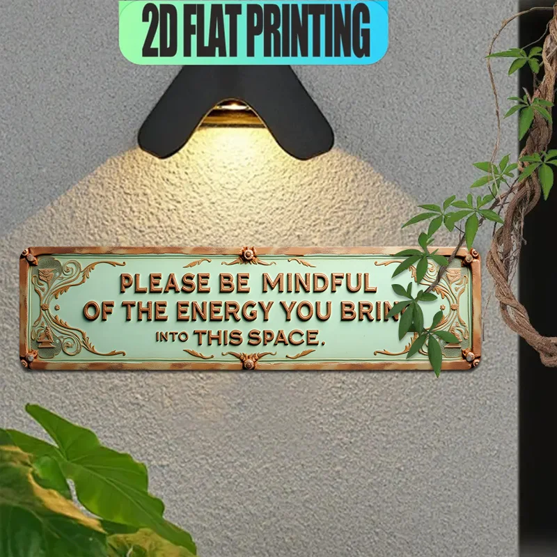 plat 2D, 1 pièce, rappel d'énergie consciente vintage en métal - Grand panneau de signalisation routière rétro en aluminium