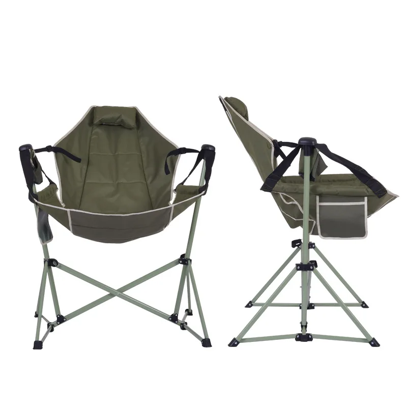 Portable Foldable Garden Chair Modern Iron Metal Swing Rocking Chair for Adults Durable for Outdoor Camping Beach
