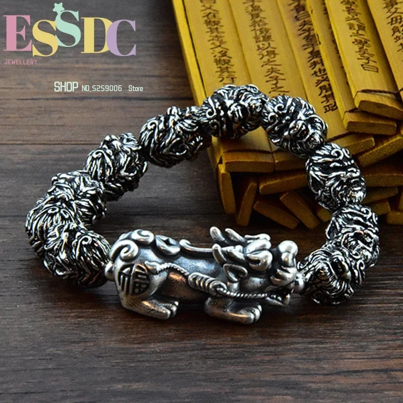

Wholesale Monkey King Pixiu Head Thai Silver Men and Women Retro Sanskrit Transit Bracelet