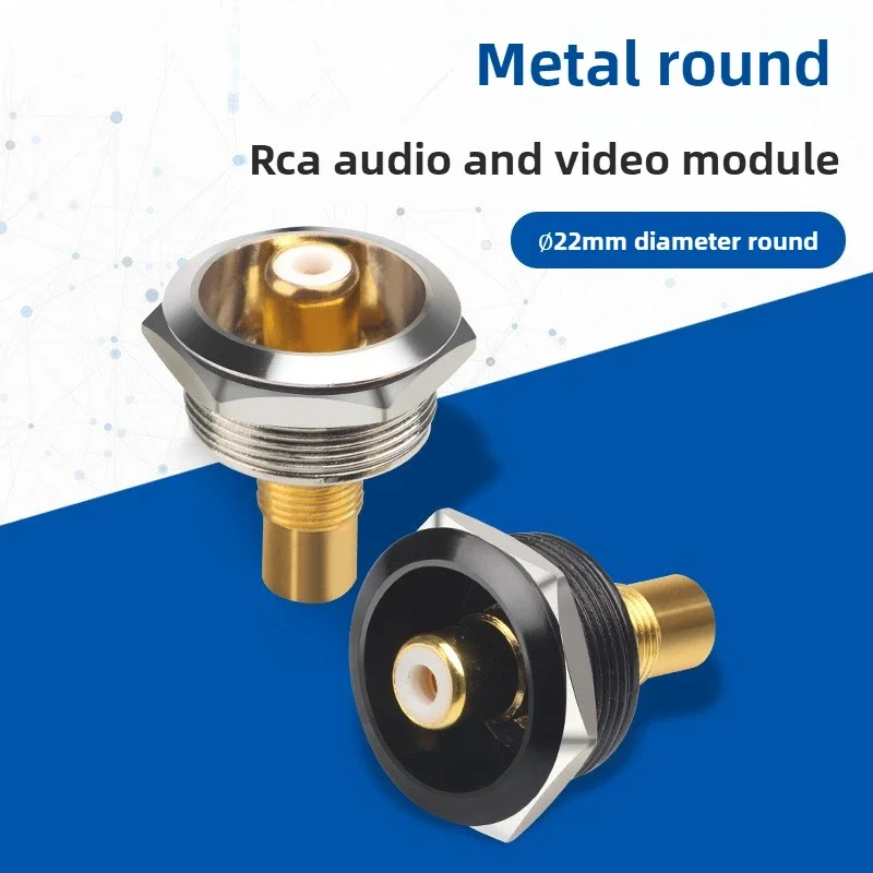 Round Metal Welded Audio and Video RCA In-line Lotus Base AV Base 86 Type D Interconnection Module of the Cabinet