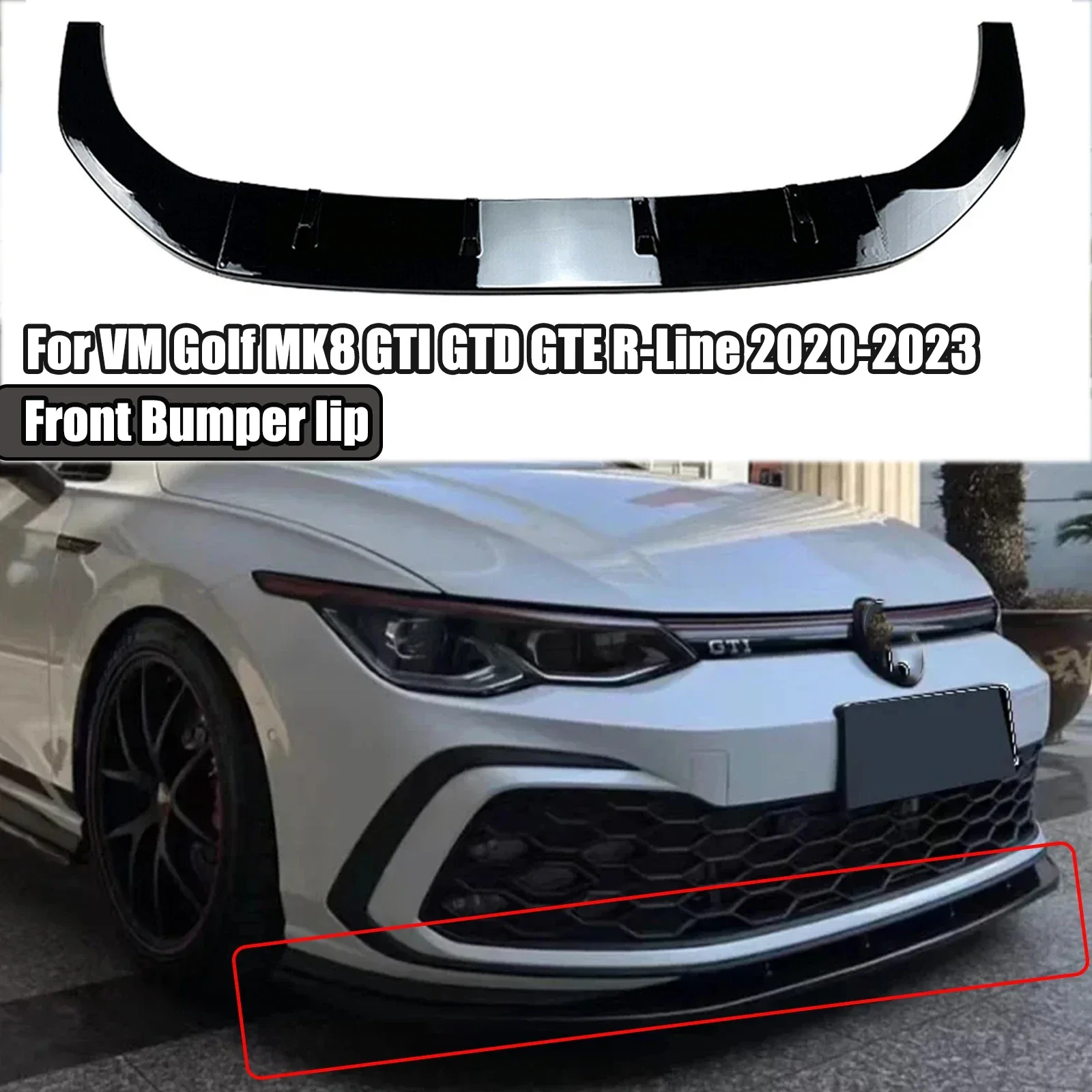 For VolksWagen Golf MK8 Golf 8 GTI GTD GTE R-Line 2020-2023 Front Bumper Lip Maxton Style Splitter Spoiler Didffuser Exterior