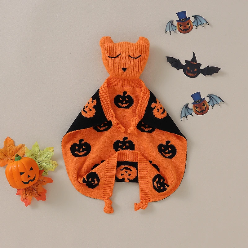 Baby Appeased Towel Knit Infant Newborn Girl Boy Comfort Washcloth Funny Pumpkin Halloween Kid Calming Blanket Sleep Toy Bedding