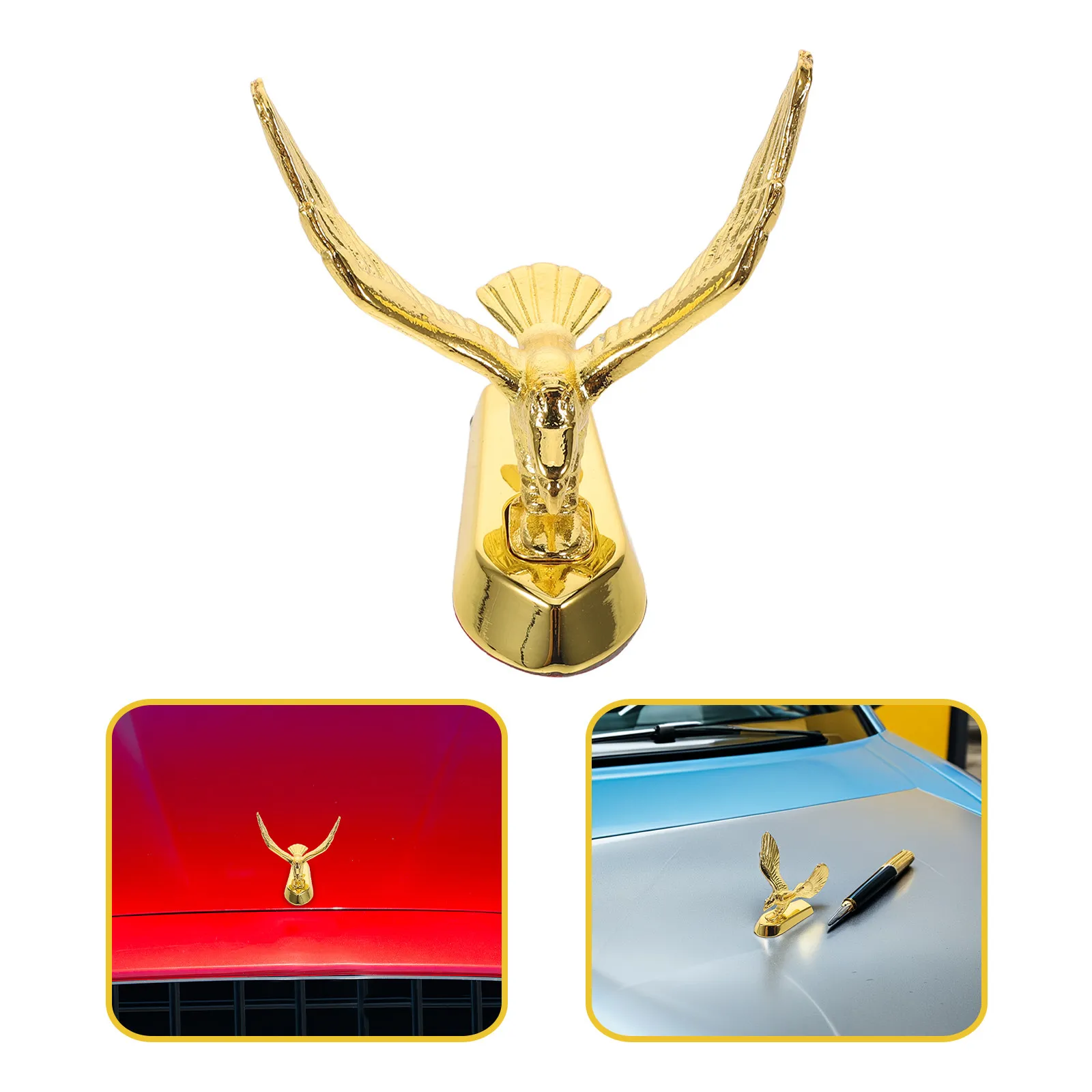 

Eagle Sculpture Car Badge 3D Metal Sticker Gold Finish Universal Car Hood Ornament Exterior Accessory for Automotive Decoration