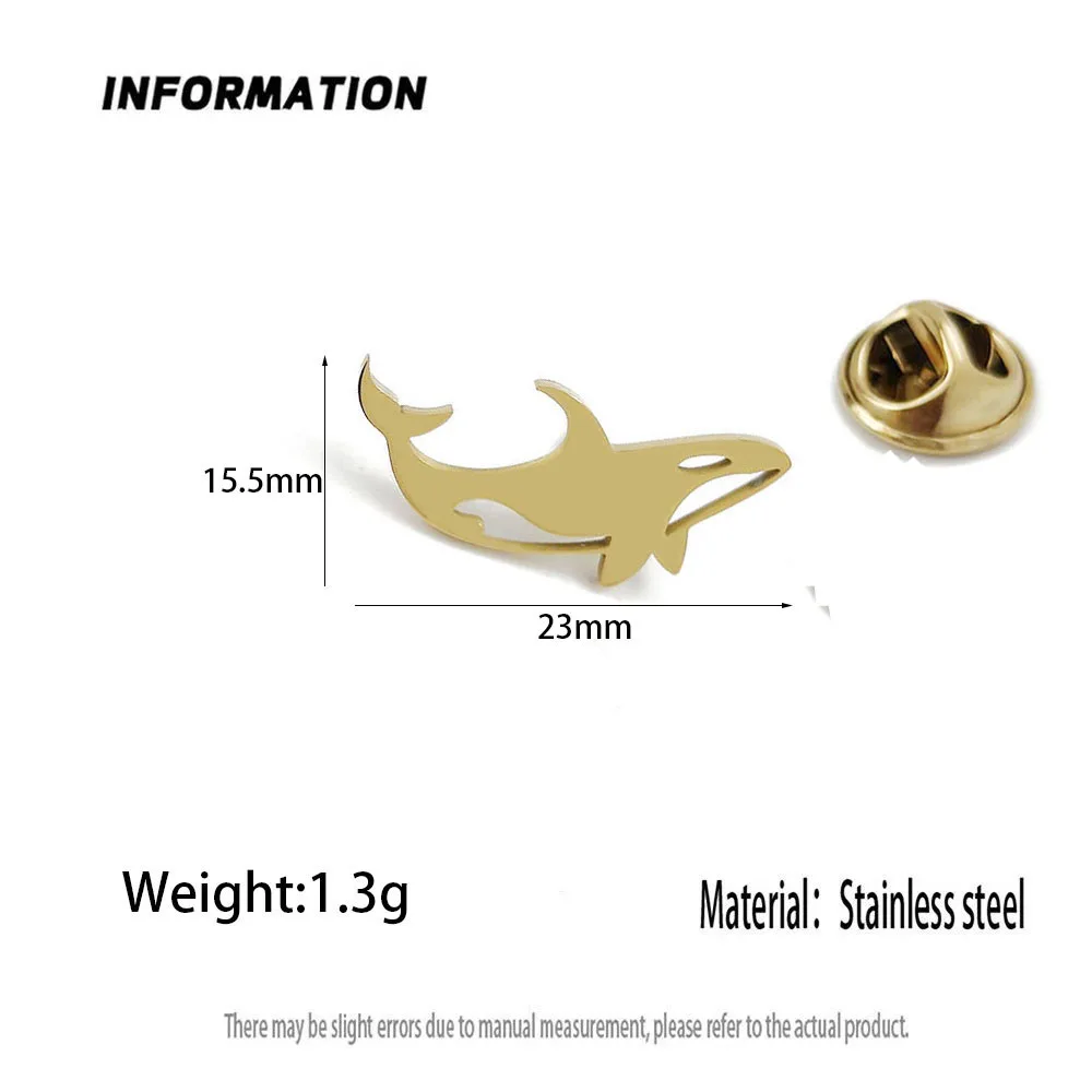 316L Stainless Steel Hollow Orca Killer Whale Lapel Pin Multi Color Brooch Marine Animal Suit Collar Metal Jewelry Gift For Men