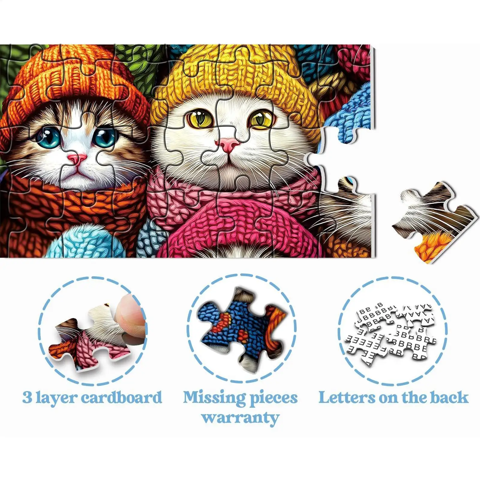 Wooden Animal Puzzles Jigsaw for Adults Unique Cute Cats Puzzle DIY Holiday Gift Interactive Games Educational Toys for Kids