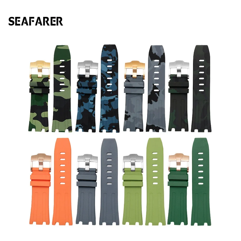 

For AP Silicone Watch Belt Rubber Watchband Sports Camouflage Camo Band 28mm Men Bracelet For Audemars And Piguet Strap Logo On