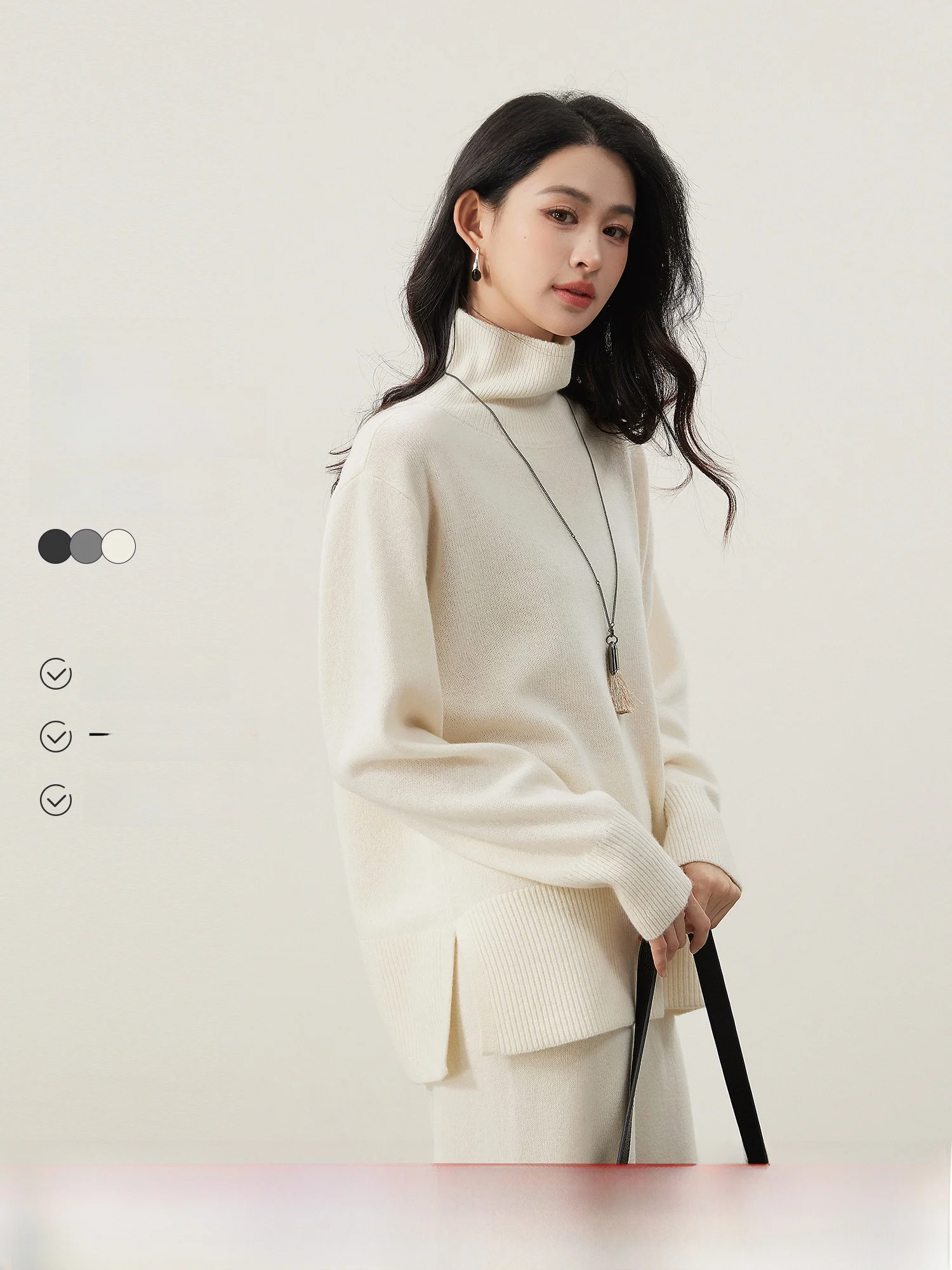 

Комплект Mijia: высококачественный шерстяной вязаный костюм с эластичными брюками и топом с высоким воротником, женская модная зимняя одежда