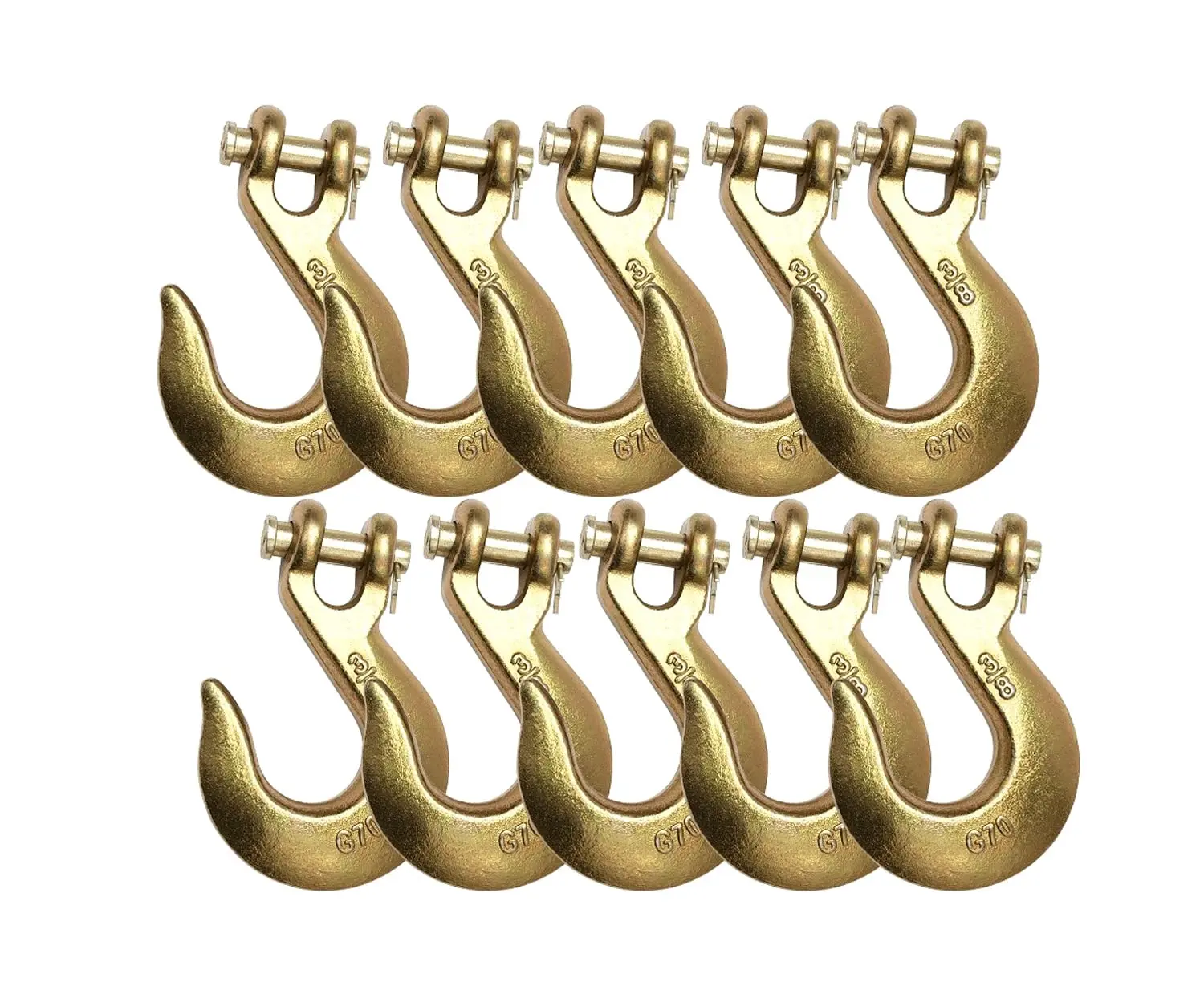 10 Pack Heavy Duty Tow Chain Hooks, 3/8 Inch Clevis Slip, 6,600 LBS WLL Grade 70 for Truck Trailer Tie Down
