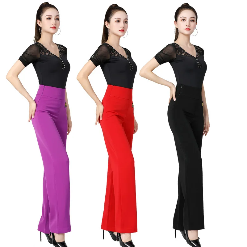

Customized Modern Dance Pants Women's New High Waisted Professional National Standard Pants Latin Ballroom Dance Dress