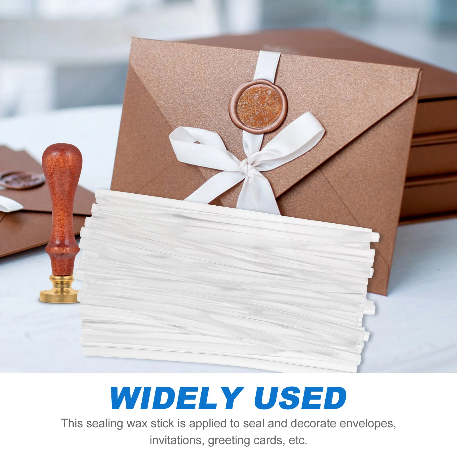 

50pcs Sealing Wax Sticks Transparent 7x200mm Reusable for Stamp Kits Cards Invitations Letter Decor Wax Supply