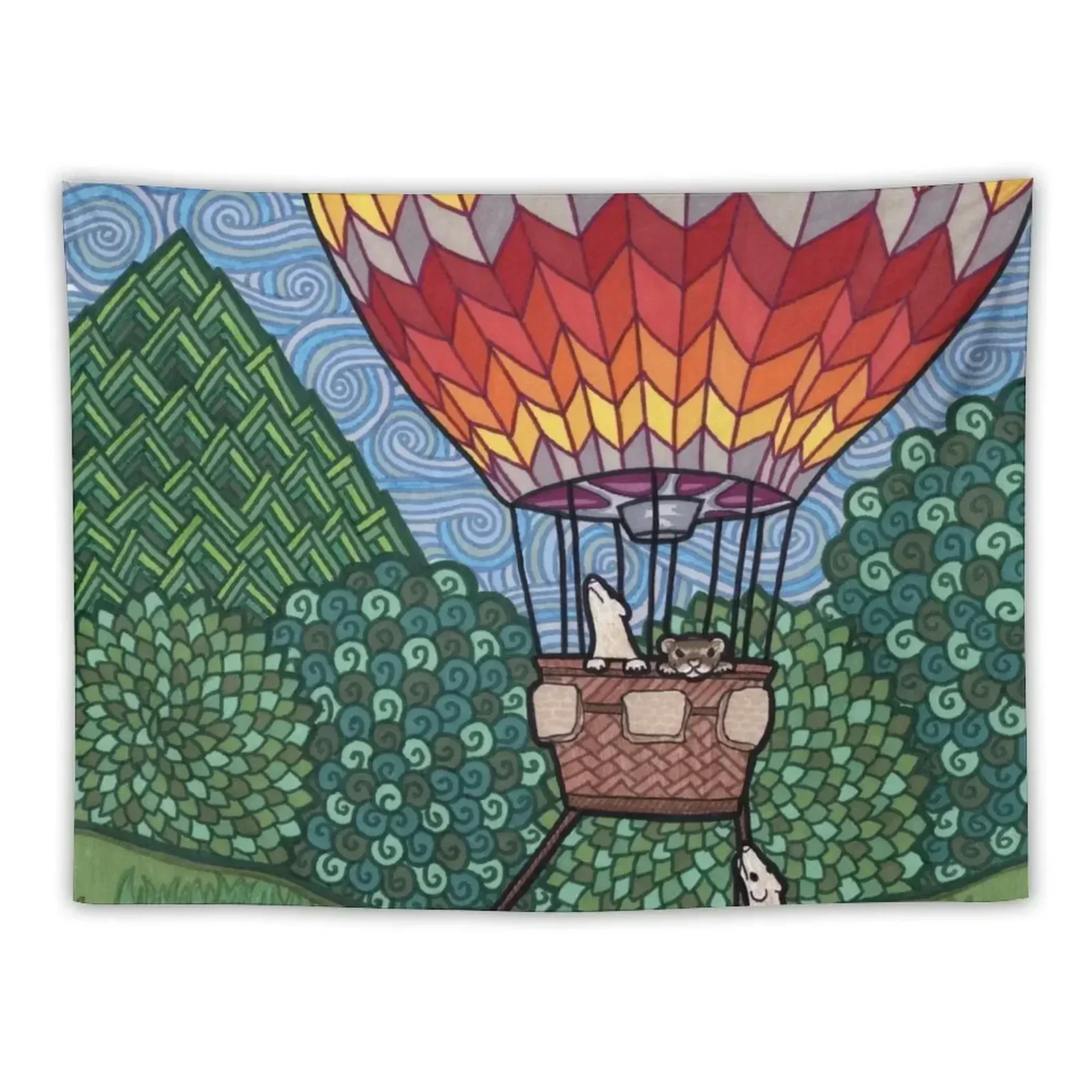 Ferret Hot Air Balloon Ride Tapestry Outdoor Decor Tapete For The Wall Tapestry