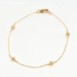 14K Gold Filled Beads Bracelet Handmade Gold Jewelry Boho Charms Bracelets Vintage Anklets for Women Bridesmaid Gift Bracelet