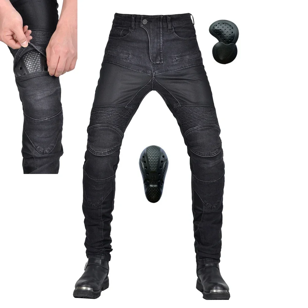 

2023 New Motorcycle Riding Protective Pants for Men Summer Mesh Motocross Racing Jeans with 4 x CE Armor Upgrade Pads XXS-4XL