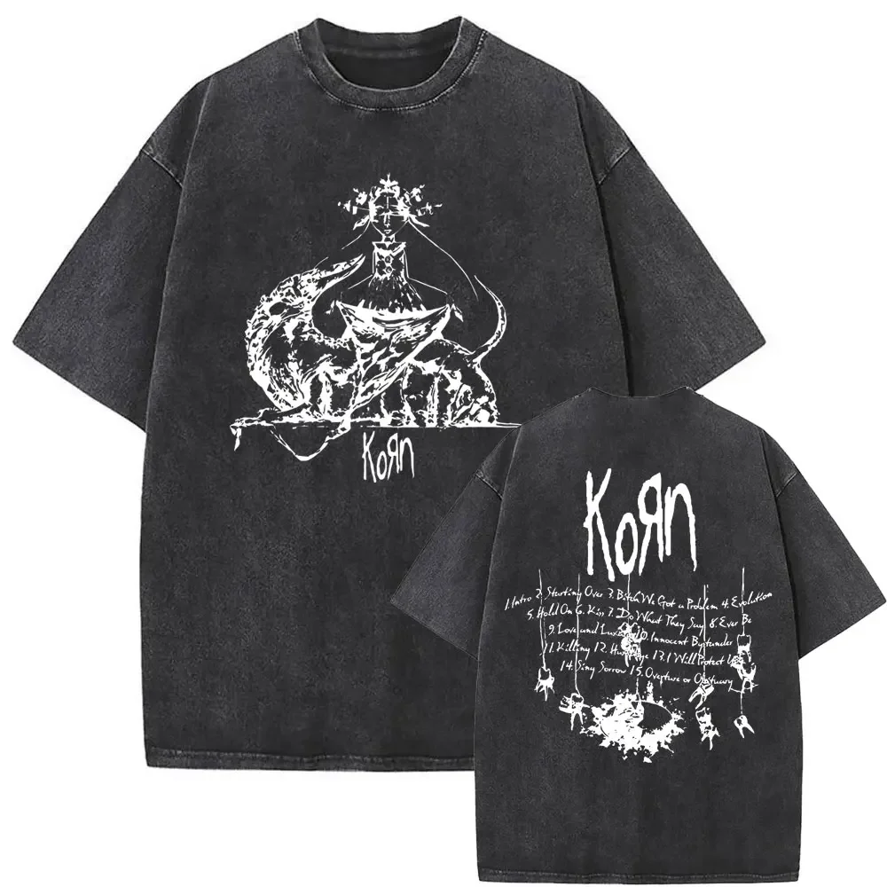Rockband korn ftl 25 folgen dem Anführer doppelseitigen Druck T-Shirt Männer Gothic lässig übergroße T-Shirts Unisex gewaschen Vintage T-Shirt – Detail 29