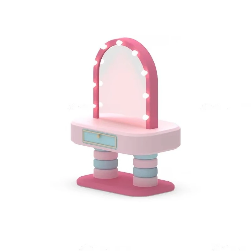 طاولة الزينة ذات الوجهين للأميرة، معدات اللعب الداخلية للأطفال، اللعب التفاعلي للفتيات #4