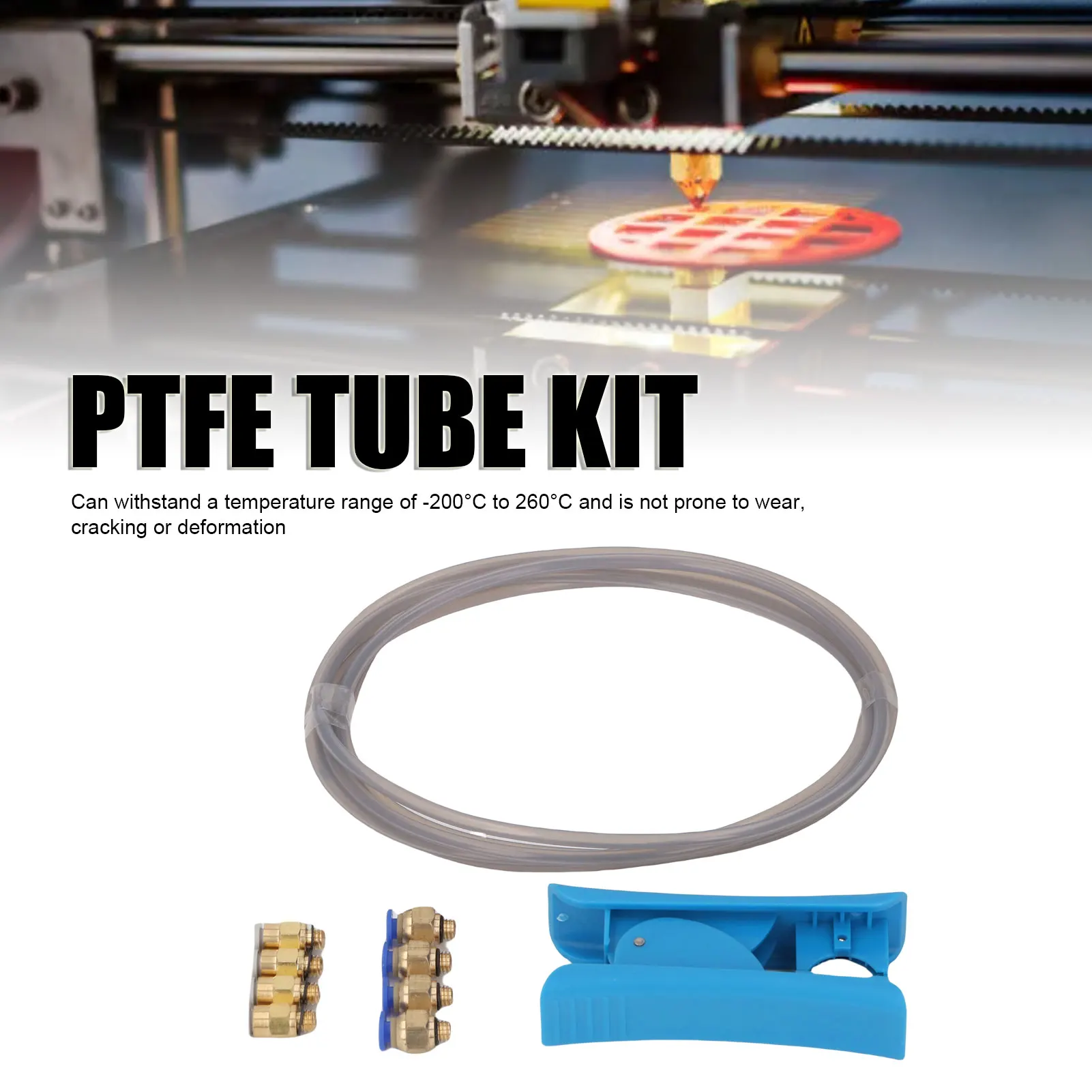

2m PTFE Tube Kit Replacement For Bambulab 3D Printer With Tube Cutters 4-M6 4-M10 Pneumatic Fittings for 1.75MM Filament