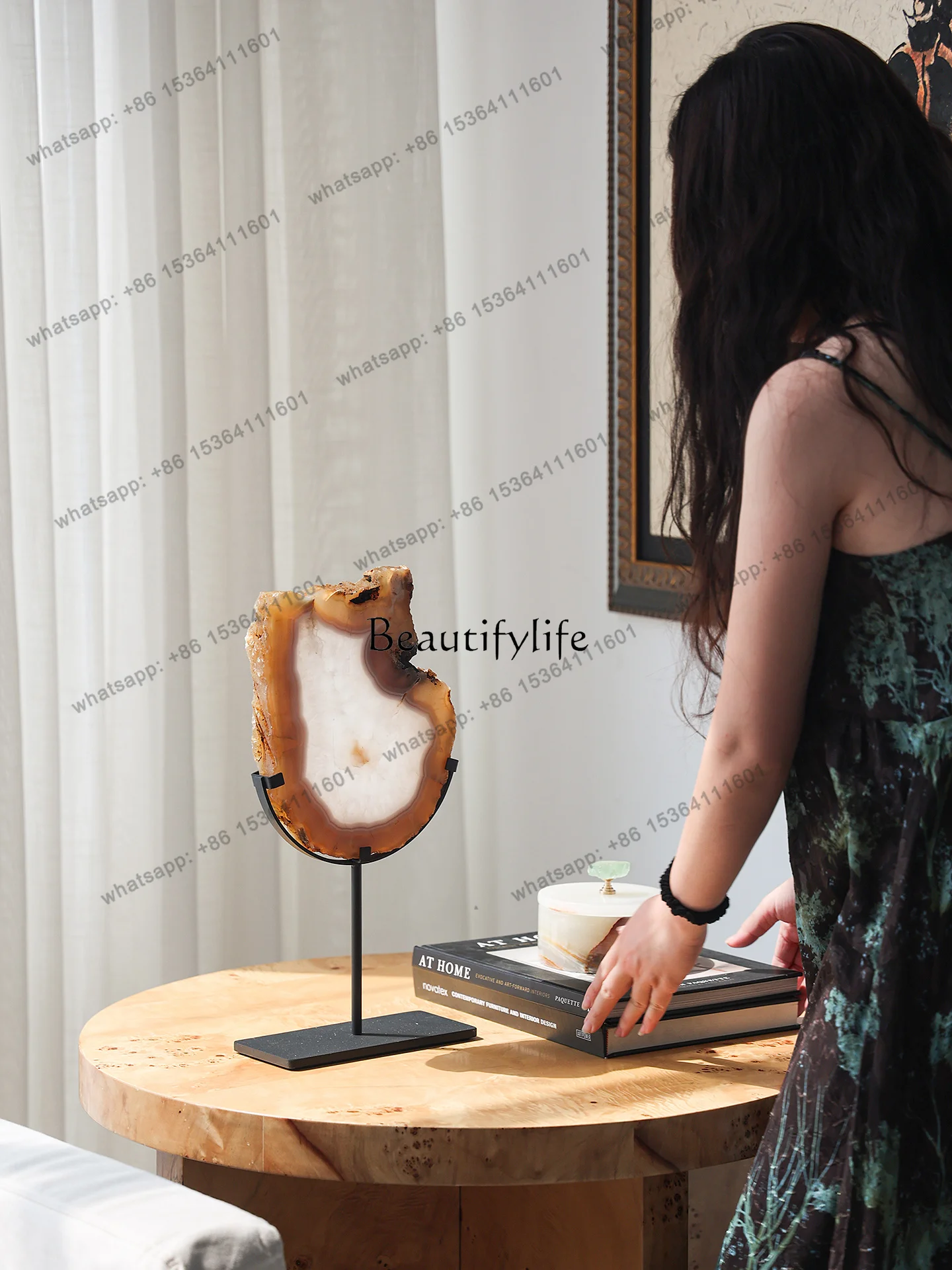 Factory Direct  Living room cabinet ornament medieval agate stone ornament French retro model room entrance
